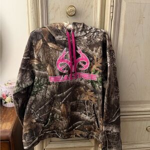 Realtree Kids Brown Camouflage Hoodie with Pink Logo